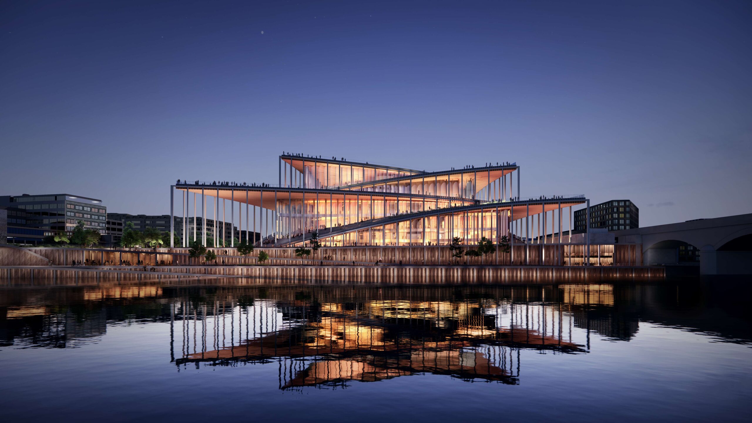 Philharmonie Prag_Island View Night_Credit BIG Bjarke Ingels Group